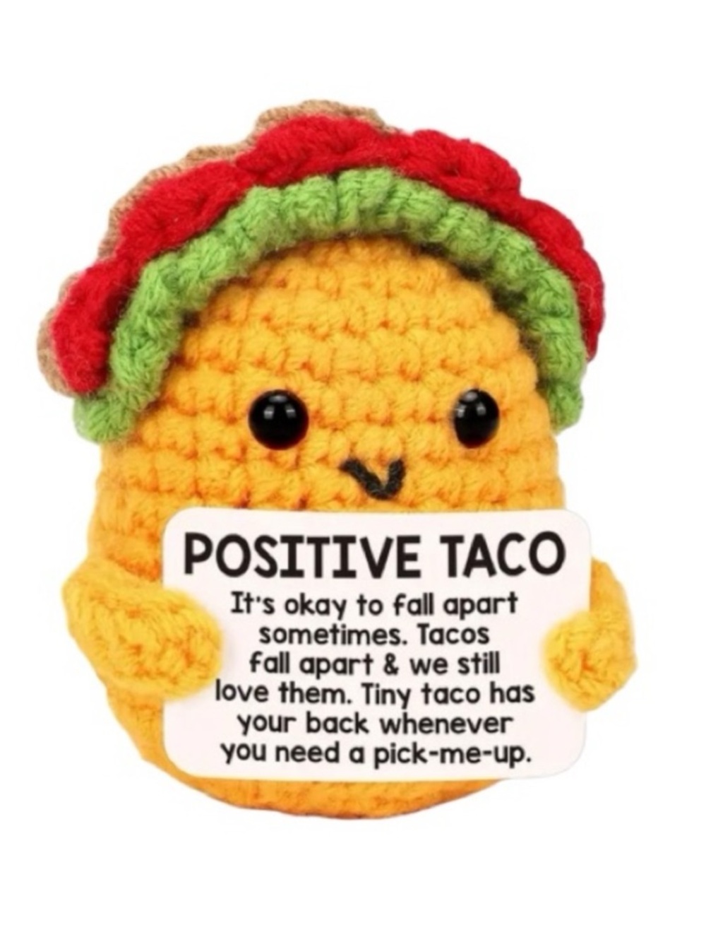 Crochet Positive Taco Gift Funny Emotional Support Desk Decor w Card NWT